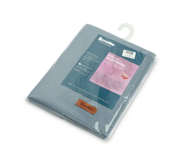 Sensillo, koc muślinowy, jeans, 75-100 cm