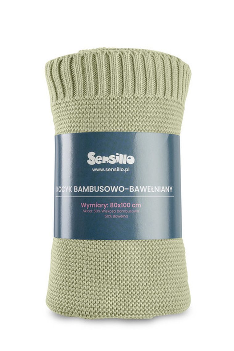 Sensillo, kocyk bambusowo-bawełniany, oliwka, 80-100 cm