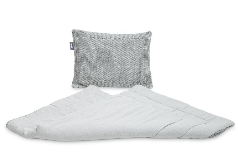 Sensillo, komplet dziergany, muślinowy, szary, 80-100 cm