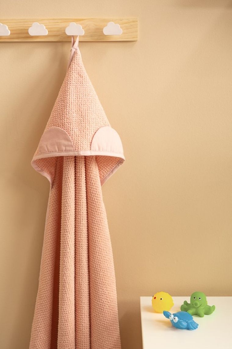 Sensillo, Miś, okrycie kąpielowe, krepa, brudny róż, 100-100 cm