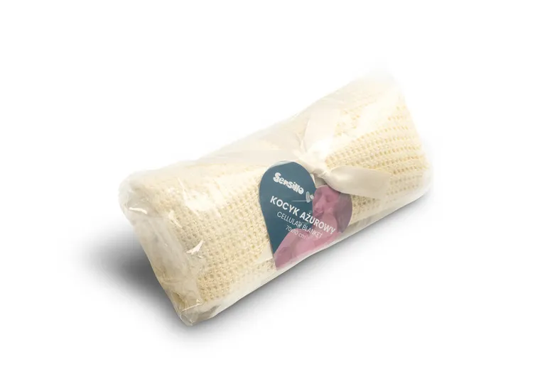 Sensillo, Moli, koc ażurowy, natural, 70-110 cm