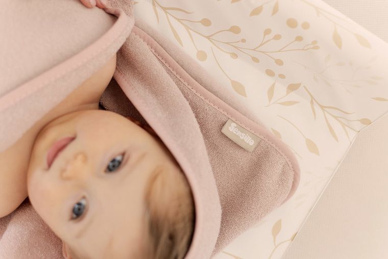 Sensillo, okrycie kąpielowe, frotte, dusty pink, 100-100 cm