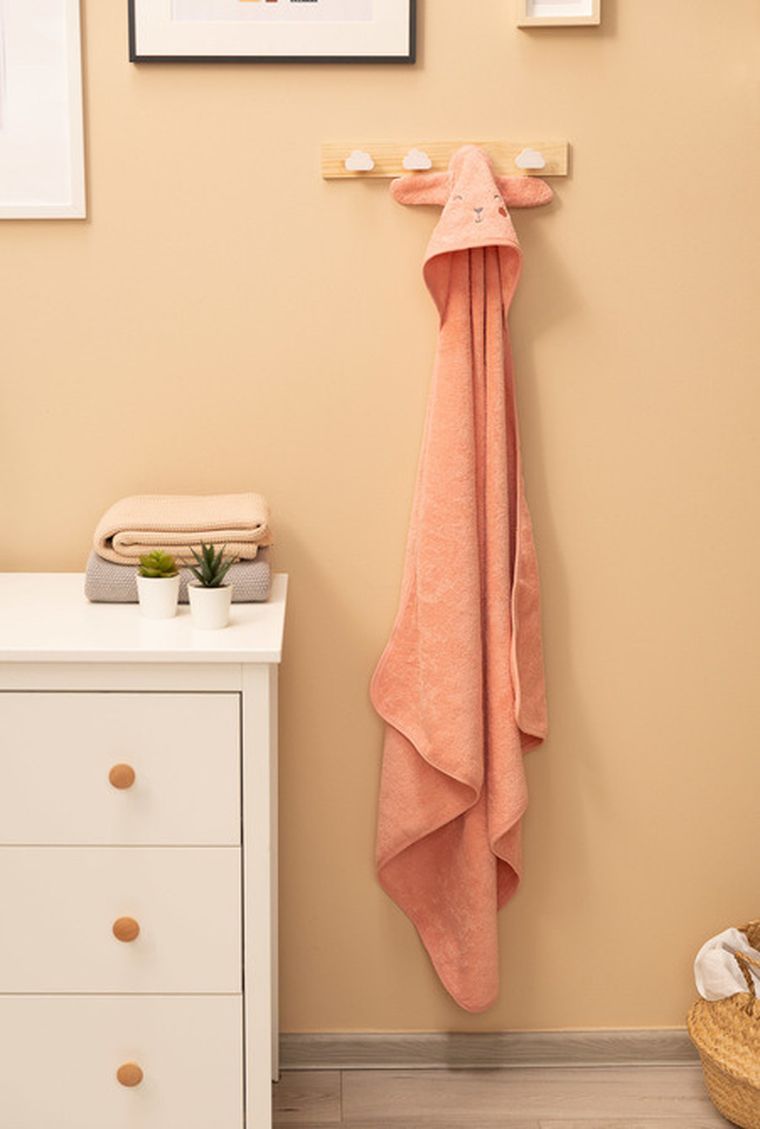 Sensillo, okrycie kąpielowe, różowe, królik, 90-90 cm