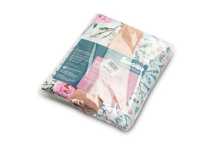 Sensillo, pielucha muślinowa, różowa, 70-80 cm, 3 szt.