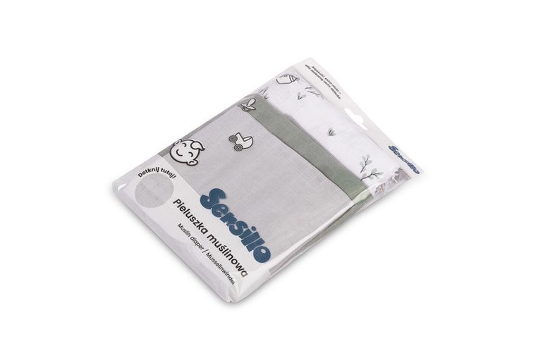 Sensillo, pieluchy muślinowe, gęś, 38-38 cm, 60-80 cm, 120-120 cm, 3 szt.