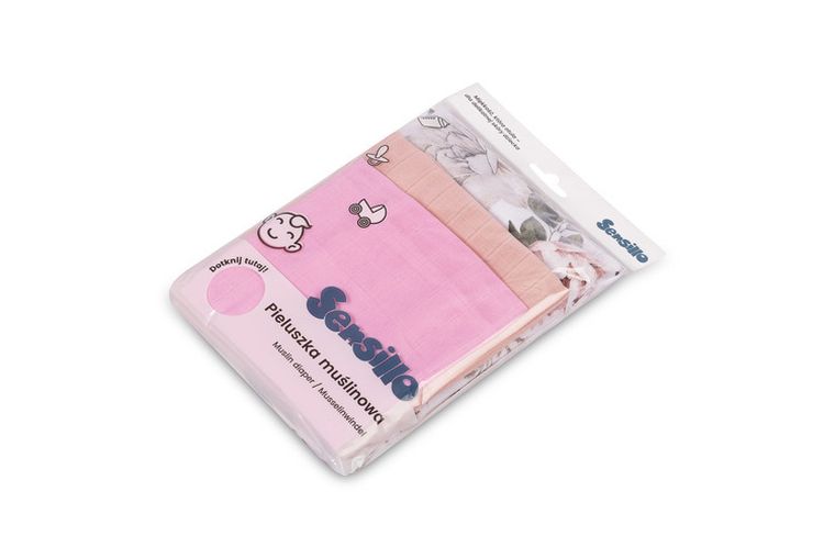 Sensillo, pieluchy muślinowe, kwiaty, 38-38 cm, 60-80 cm, 120-120 cm, 3 szt.