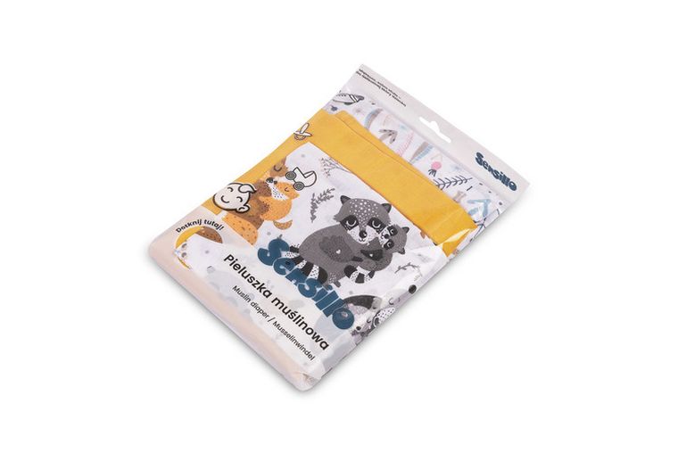 Sensillo, pieluchy muślinowe, leśne zwierzątka, 38-38 cm, 60-80 cm, 120-120 cm, 3 szt.