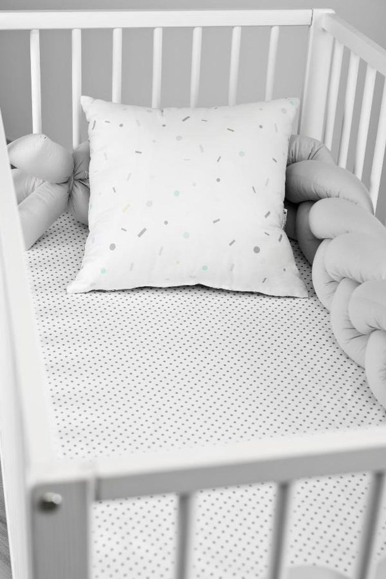 Sensillo, prześcieradło, kropki, szare, 60-120 cm