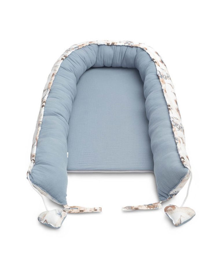 Sensillo, Smoki, gniazdko niemowlęce, kokon, muślin jeans, 80-45 cm