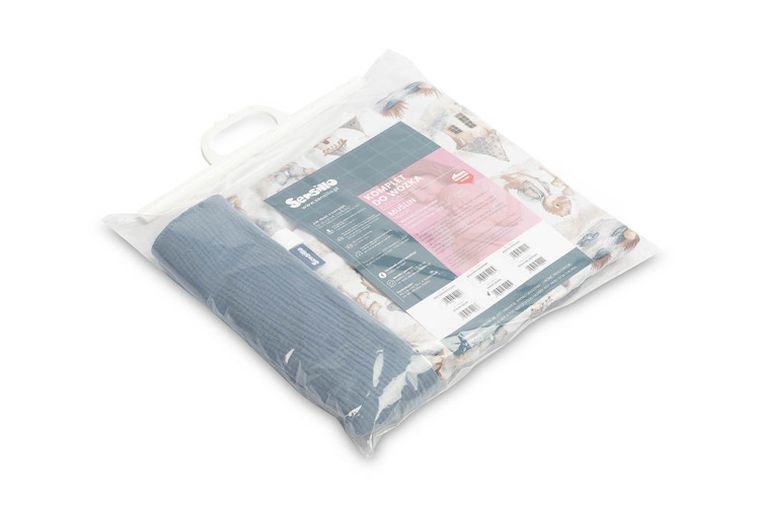 Sensillo, Smoki, komplet muślinowy do wózka, jeans