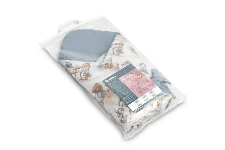 Sensillo, Smoki, rożek muślinowy, jeans, 75-75 cm