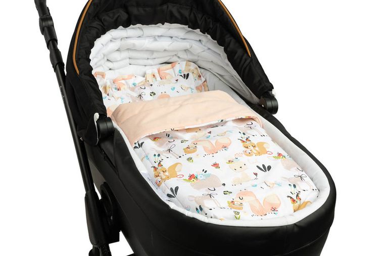 Sensillo, Velvet, Piknik, komplet do wózka z falbanką, brzoskwiniowy