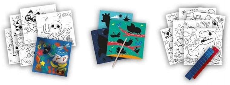 SES Creative, kolorowanka z naklejkami, 3w1, smok