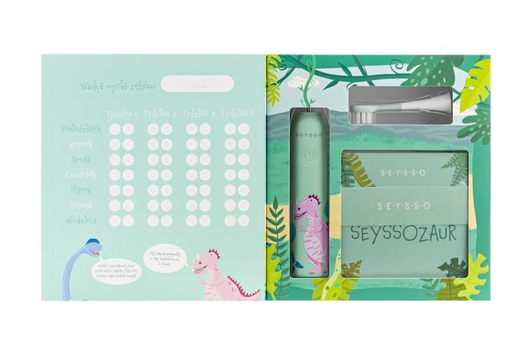 Seysso, Kids, Dinosaur, szczoteczka soniczna, coral, 3l+
