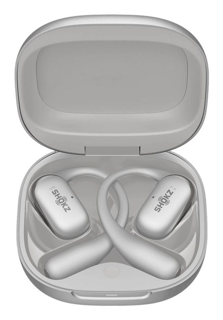 Shokz, OpenFit+, słuchawki bezprzewodowe, douszne, szare