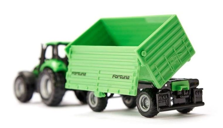 Siku, Deutz-Fahr, traktor z przyczepą 2-osiową Fortuna, model pojazdu, 1606