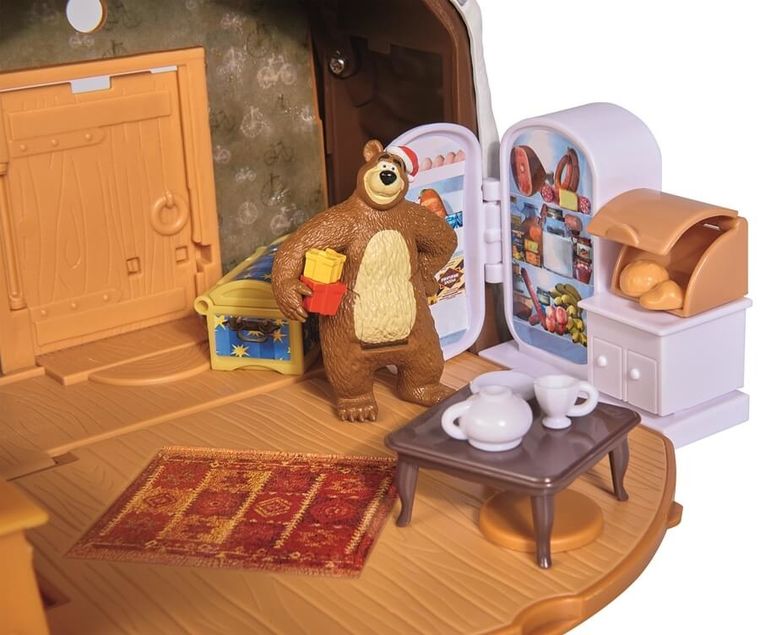 Simba, Masza i Niedźwiedź, zimowy domek i 3 figurki, zestaw