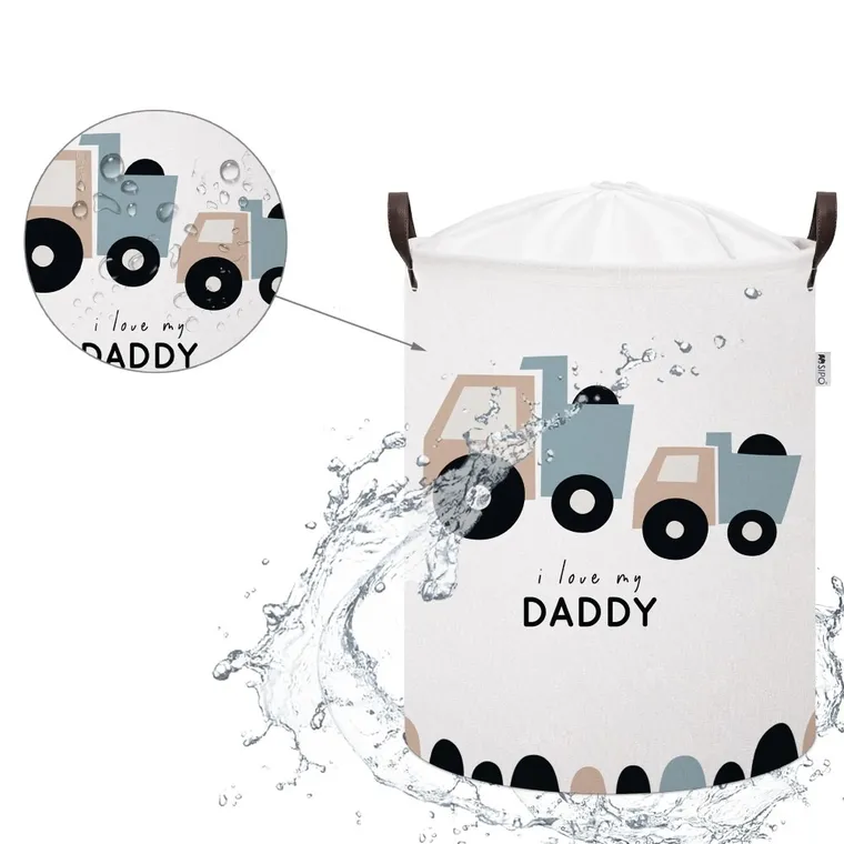 Sipo, kosz na zabawki XL, bawełniany, wodoodporny, zamykany na ściągacz, Ciężarówki