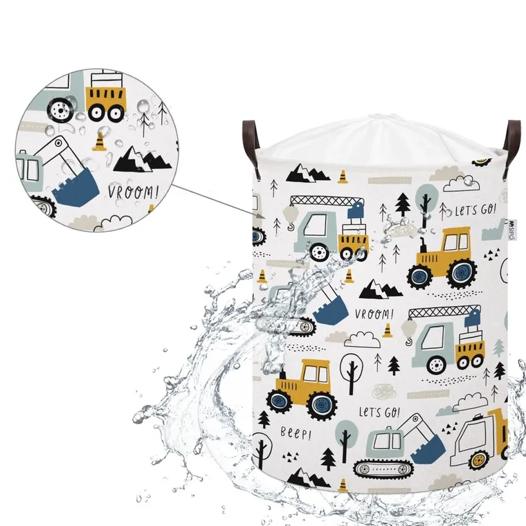 Sipo, kosz na zabawki XL, bawełniany, wodoodporny, zamykany na ściągacz, Mini autka