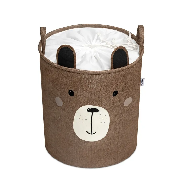 Sipo, kosz na zabawki XXL, wersja premium, zamykany na ściągacz, Brązowy miś