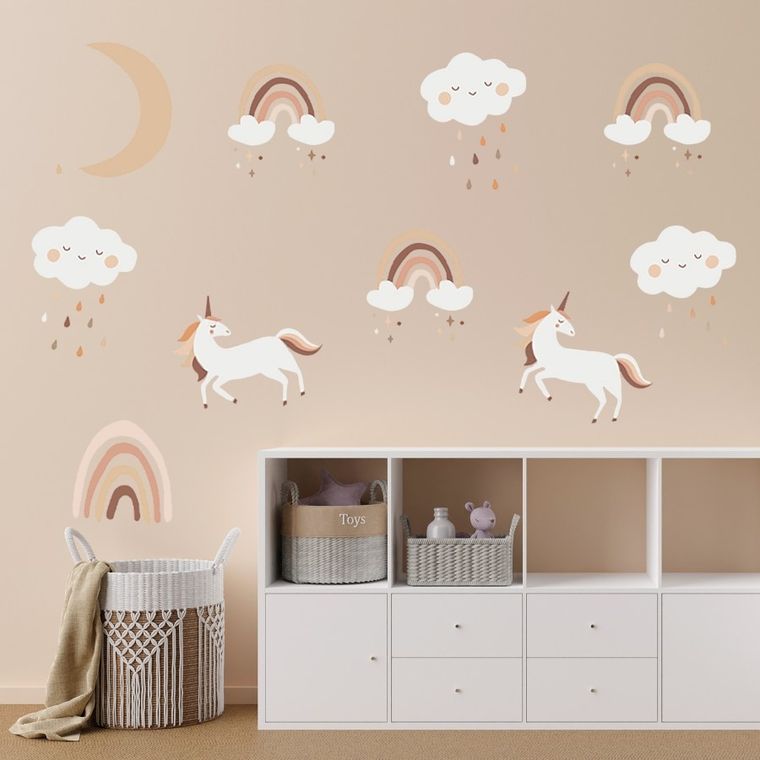 Sipo, naklejki na ścianę do pokoju dziecięcego, Jednorożce boho
