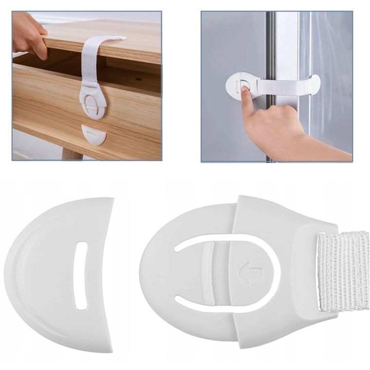 Sipo, zestaw zabezpieczeń do szaf i szuflad z paskiem elastycznym na zatrzask, 10 szt.