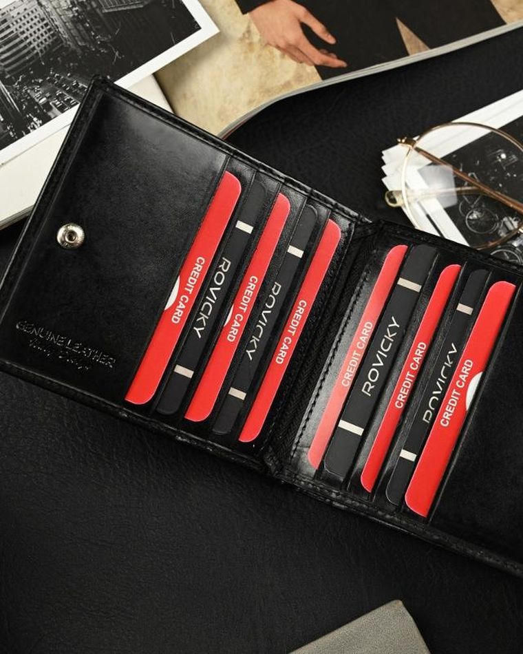 Składany, poziomy portfel męski z połyskującej skóry naturalnej, Ronaldo