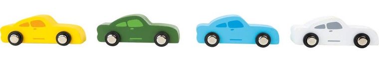 Small Foot, drewniana laweta, zestaw z samochodzikami, 4 szt.