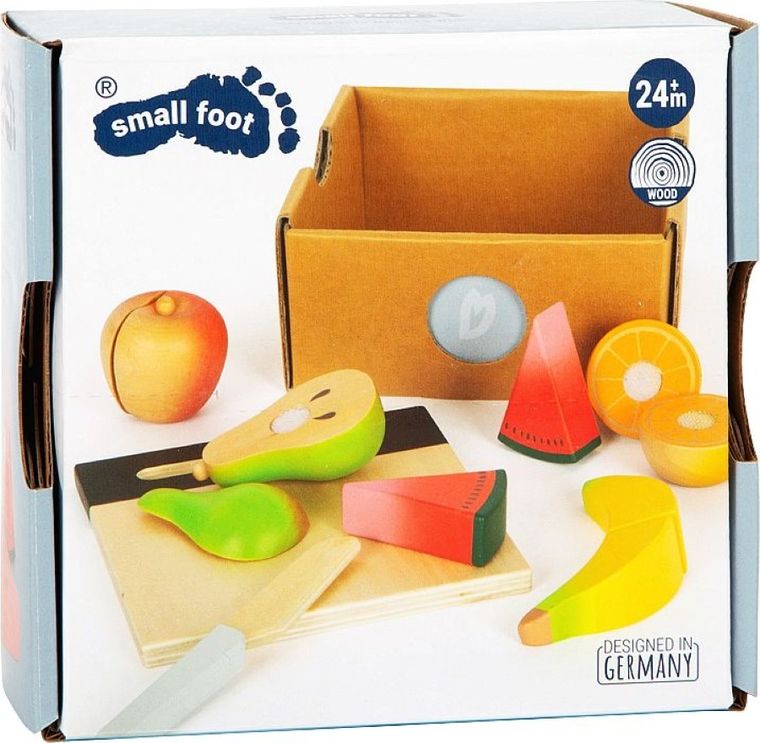 Small Foot, drewniane owoce do krojenia z deską kuchenną