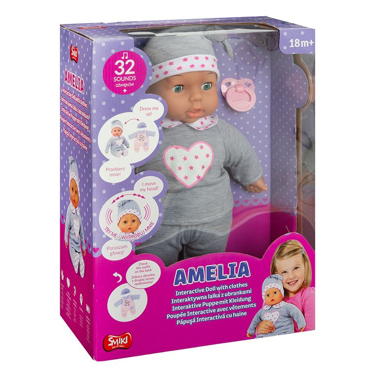 Smiki, Amelia, interaktywna lalka bobas z ubrankiem