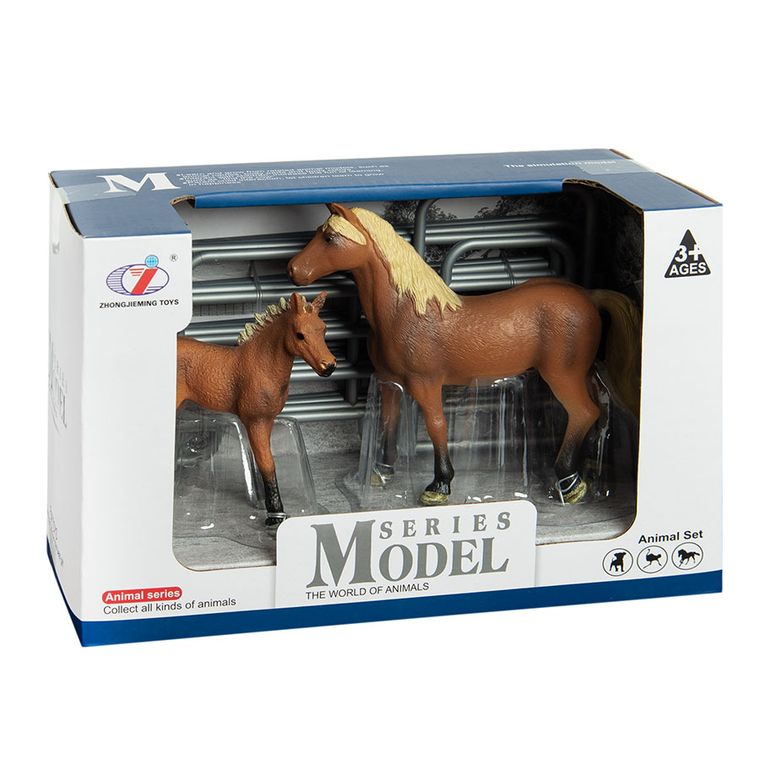 Smiki, Konie w zagrodzie, brązowe, zestaw figurek, 2 szt.