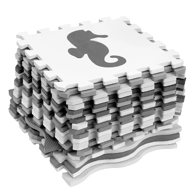 Smiki, kontrastowa mata piankowa, biało-szara