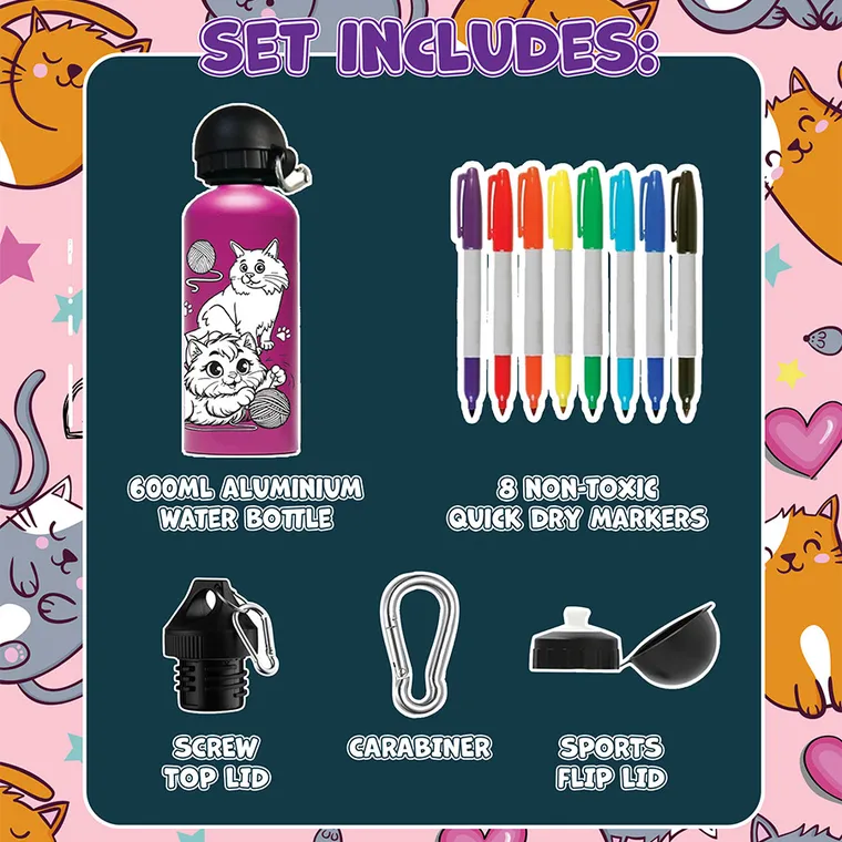 Smiki, Koty, butelka z flamastrami do kolorowania, 600 ml