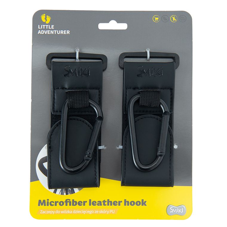 Smiki, Little Adventurer, uniwersalne zaczepy do wózka, haczyki, skórzane, 2 szt.