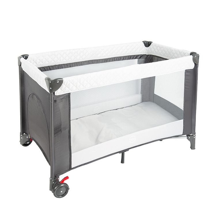 Smiki, łóżeczko turystyczne, dwupoziomowe, szare