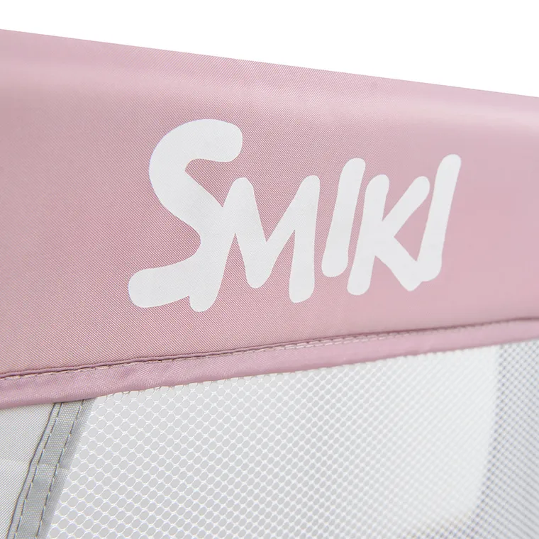 Smiki, łóżeczko turystyczne, szaro-różowe