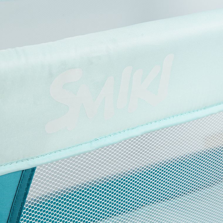 Smiki, łóżeczko turystyczne, zielono-miętowe