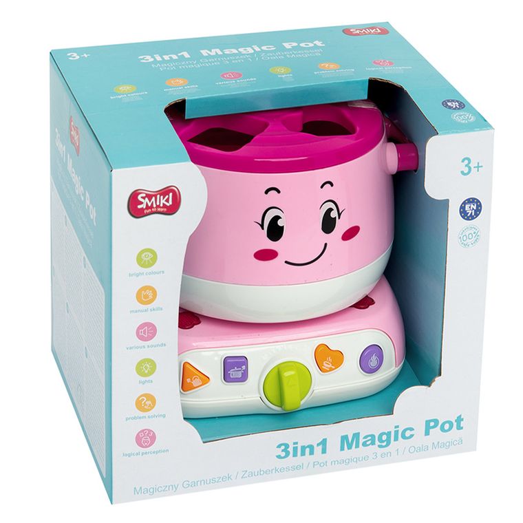 Smiki, Magiczny garnek, zabawka interaktywna z sorterem, różowa