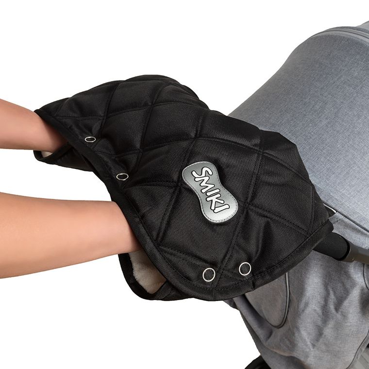 Smiki, mufka do wózka, kratka, czarna