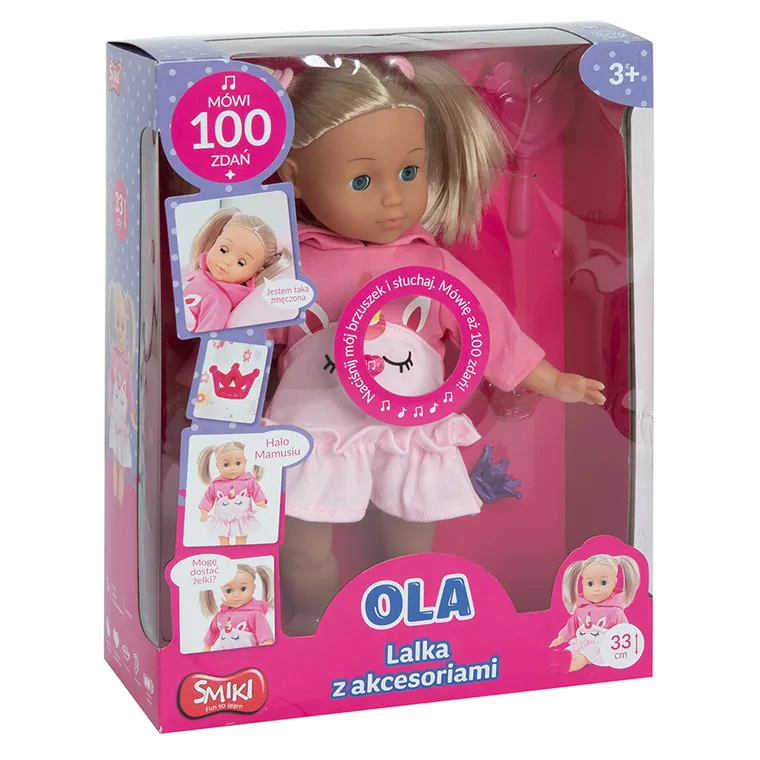 Smiki, Ola, interaktywna lalka z akcesoriami, 33 cm