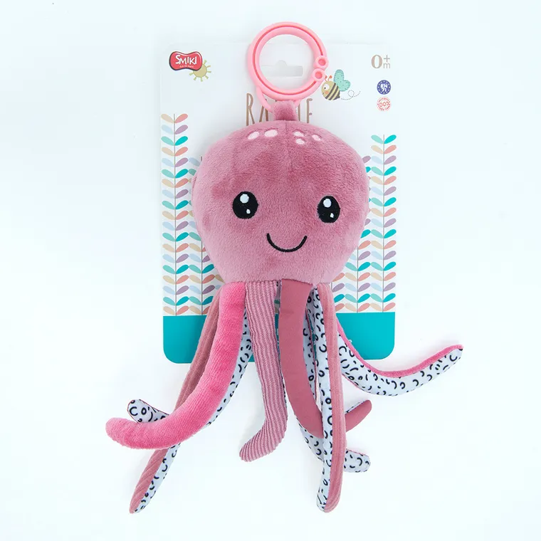 Smiki, Ośmiornica, maskotka z zawieszką, różowa, 24 cm