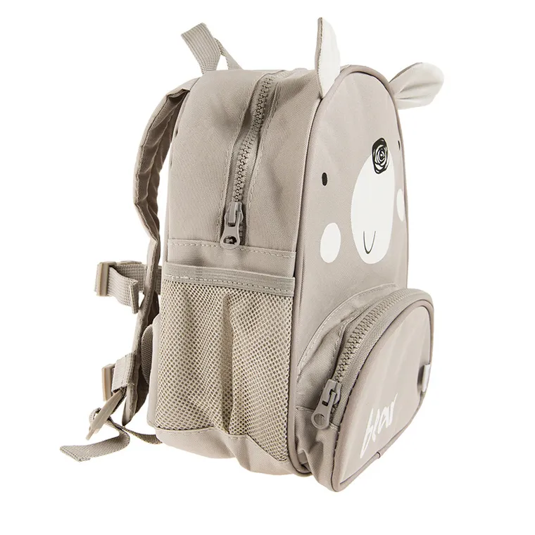 Smiki, plecak ze smyczą, szary, miś