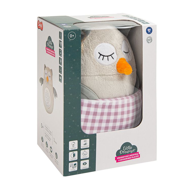 Smiki, Sowa, pluszowy projektor z muzyką, światłem i czujnikiem płaczu