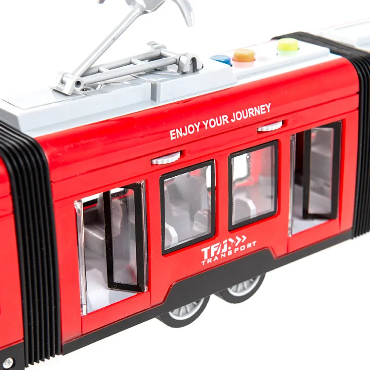 Smiki, Trolejbus, pojazd, światło i dźwięk, czerwony, 1:16
