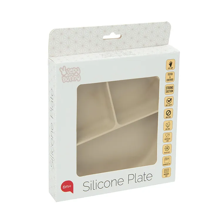 Smiki, Very Bunny, dzielony talerz silikonowy, beżowy