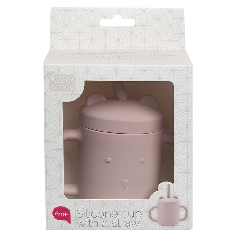 Smiki, Very Bunny, kubek silikonowy ze słomką, różowy