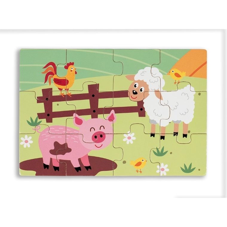 Smily Play, puzzle drewniane 4w1, 12 elementów