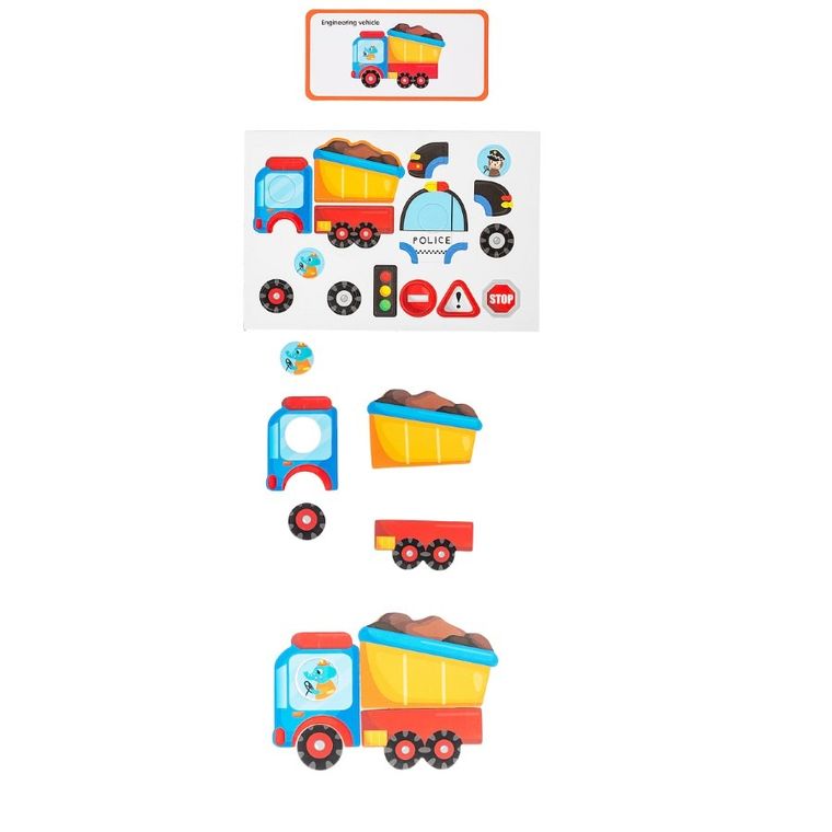 Smily Play, układanka magnetyczna, pojazdy