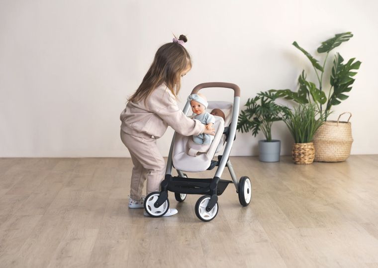 Smoby, Maxi Cosi, spacerówka dla lalek bliźniąt, beżowa