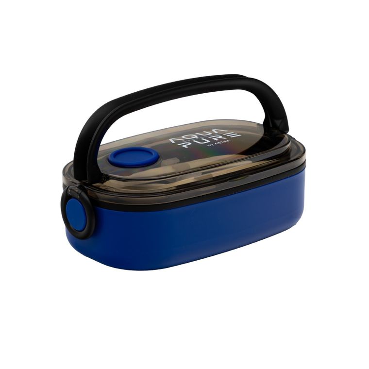 Śniadaniówka Aqua Pure ze sztućcami - blue/black
